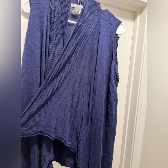 Kate & Mallory Navy Sleeveless Open Front Draped Sweater Vest Cardigan! Size 1X. - Picture 3 of 9